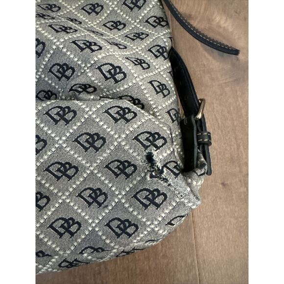 Dooney & Bourke Black Leather Gray Monogram Jacquard Should Bag Handbag - Picture 6 of 7